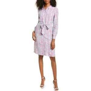 Diane Von Furstenberg DVF Sz 8 Kadina Sea Pythan Crest Shirt Dress Long Sleeve